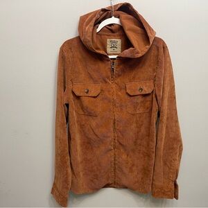 Brooklyn Laundry Brown Hooded Zip Up Corduroy Jacket